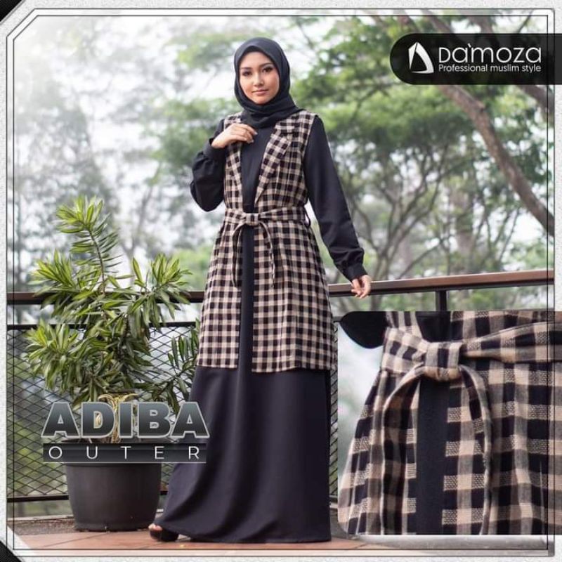 OUTER REMAJA // TUNIK // CARDIGAN // DAMOZA ADIBA COKLAT // BAHAN KATUN // MUTIF UPMORE DAMOZA