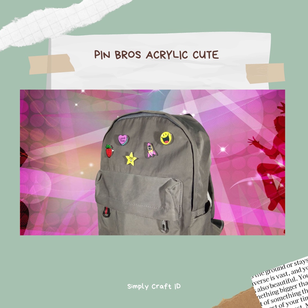 Simply Craft ID - PIN BROS AKRILIK CUTE /CUTE ARYCLIC BROS / KOREA KARTUN PUPPY BEAR LUCU / JEPITAN TAS