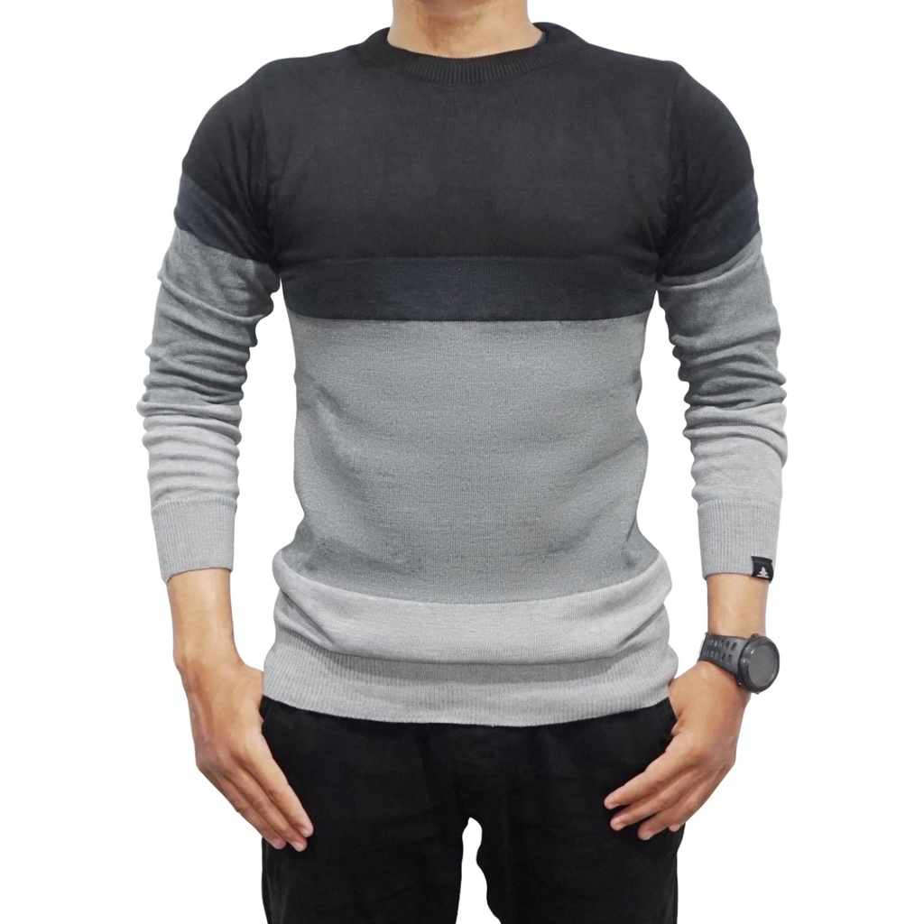 Jaket Sweater Rajut Kombinasi 3D Series Original Triple F