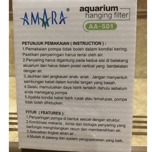 Filter Gantung Aquarium / Filter Gantung Aquascape AMARA AA 501