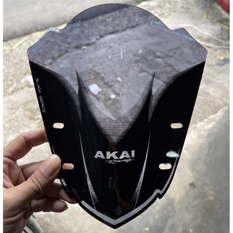 Visor Windshield Aerox 155 Two Tone Black Series Original Merk Akai Racing