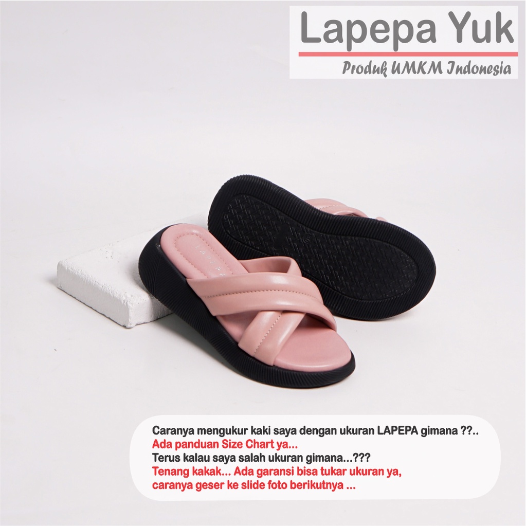 LAPEPA YUK - Sandal Platform Anak Perempuan Usia 2 sampai 10 Tahun NADHIRA KIDS  Sendal Anak cewek Wedges Wanita Empuk Model Silang Warna LIGHT SALEM Pink Soft adek kakak cewe Slop Usia Umur 3 4 5 6 7 8 9 thn Tahun Premium Ori Original Mall Official Store