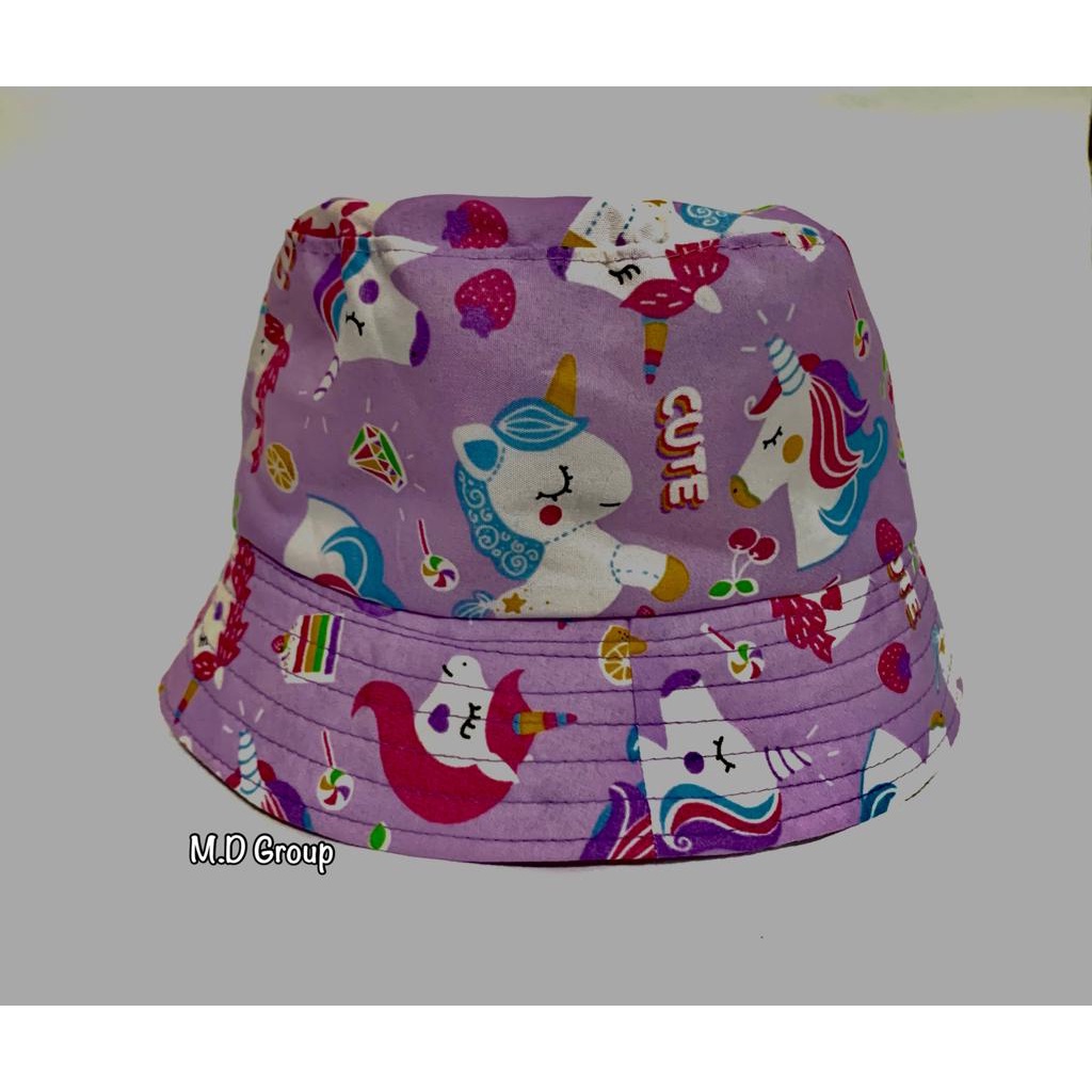 Bucket Hat Anak Tali Sablon Kuda / Burung Hantu / Mickey Mouse / Doraemon Buat Pria Dan Wanita Usia 2 - 9 Tahun