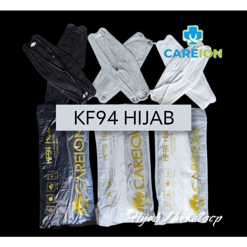 KF94 HIJAB CAREON - MASKER KF94 HIJAB HEADLOOP CAREION 4 Ply isi 10 PCS
