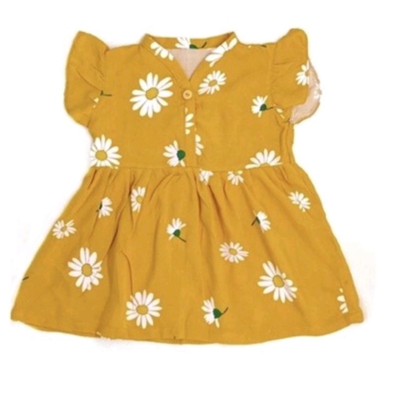 Dress Rayon Anak Bayi Perempuan / Dress Rayon Bayi / Daster Bayi / Daster Anak Perempuan / Dress Anak Termurah / Dress Bayi Termurah / Baju Bayi Terlaris / Baju Anak Terlaris / Pakaian Anak Murah / Pakaian Bayi Murah-Daisy Yellow🌼