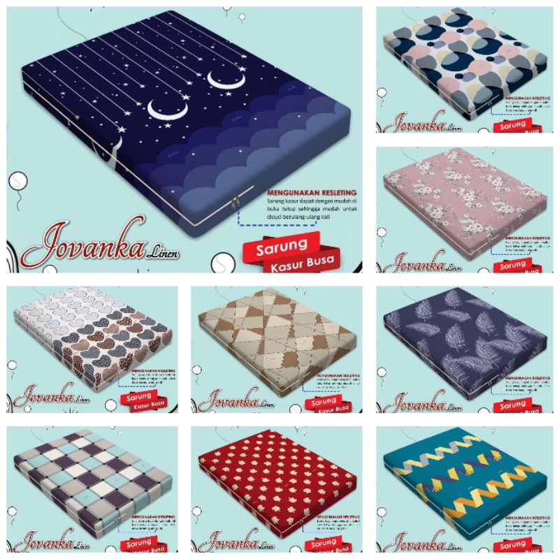 Jovanka Sprei Resleting / Sarung Kasur Busa Ukuran 120x200 / 100x200 / 90x200 T.20 Cm