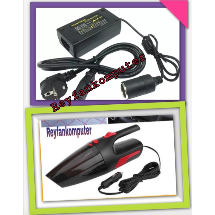 Satu Paket Vacuum Penyedot Debu Mobil &amp; Adaptor Vacum Mobil  / Vacuum Cleaner Penyedot Debu Mobil Listrik 12V 120W