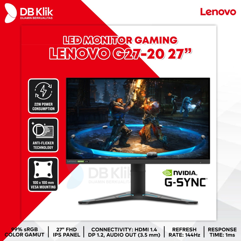 LED Monitor Gaming LENOVO G27-20 27&quot; 144Hz FHD HDMI DP (66C2GAC1WW)