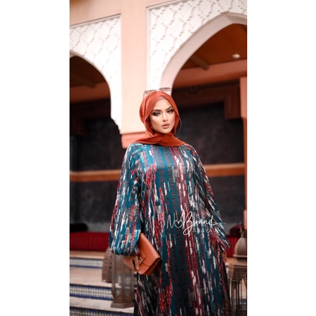 BELAGIO INDIGO NOBRAND ABAYA KAFTAN SUTRA SILK GAMIS JUBAH JUMBO FASHION WANITA MUSLIMAH