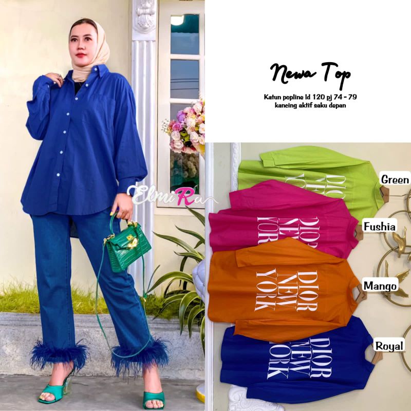 NEWA TOP BLOUSE BY ELMIRA (BLOUSE WANITA) Blouse muslimah katun poplin rekomended