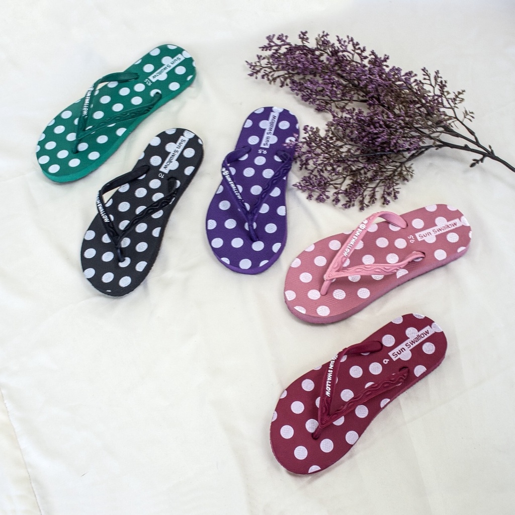 Sandal Jepit Sun Swallow Polkadot Wanita / Sandal Swallow