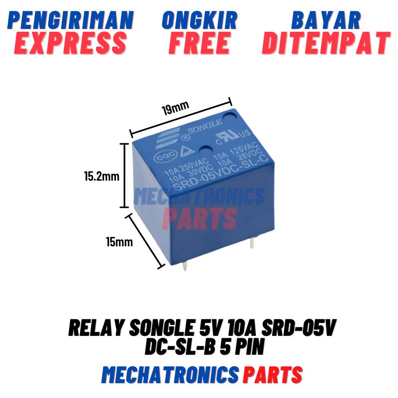 RELAY SONGLE 5V 10A SRD-05VDC-SL-C 5 PIN 5P