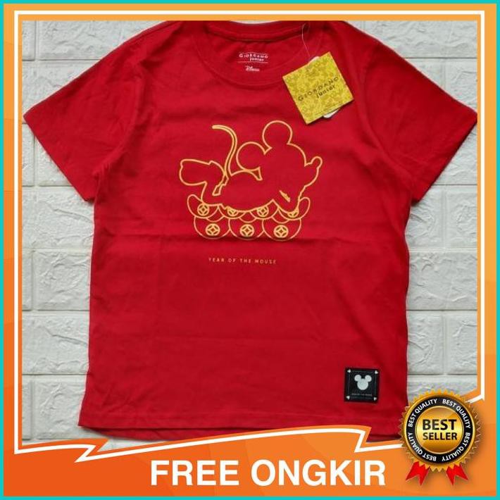 baju kaos anak laki branded original Giordano merah - 6y ld37 p47 Asli Ori Original terbaru kekinian