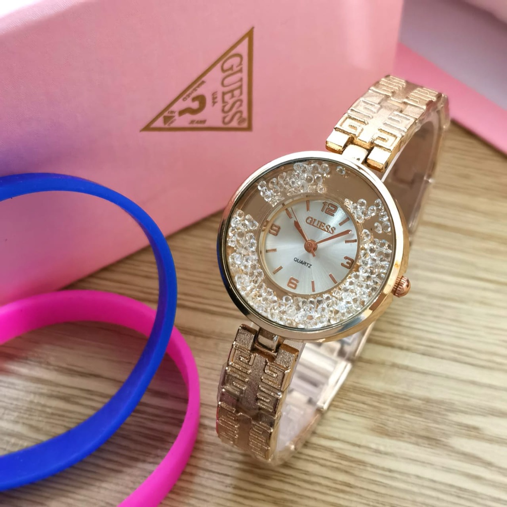 GROSIRAN JAM TANGAN GUESS YL4151 + GELANG TALI RANTAI - JAM TANGAN WANITA INCLUDE BOX ORIGINAL