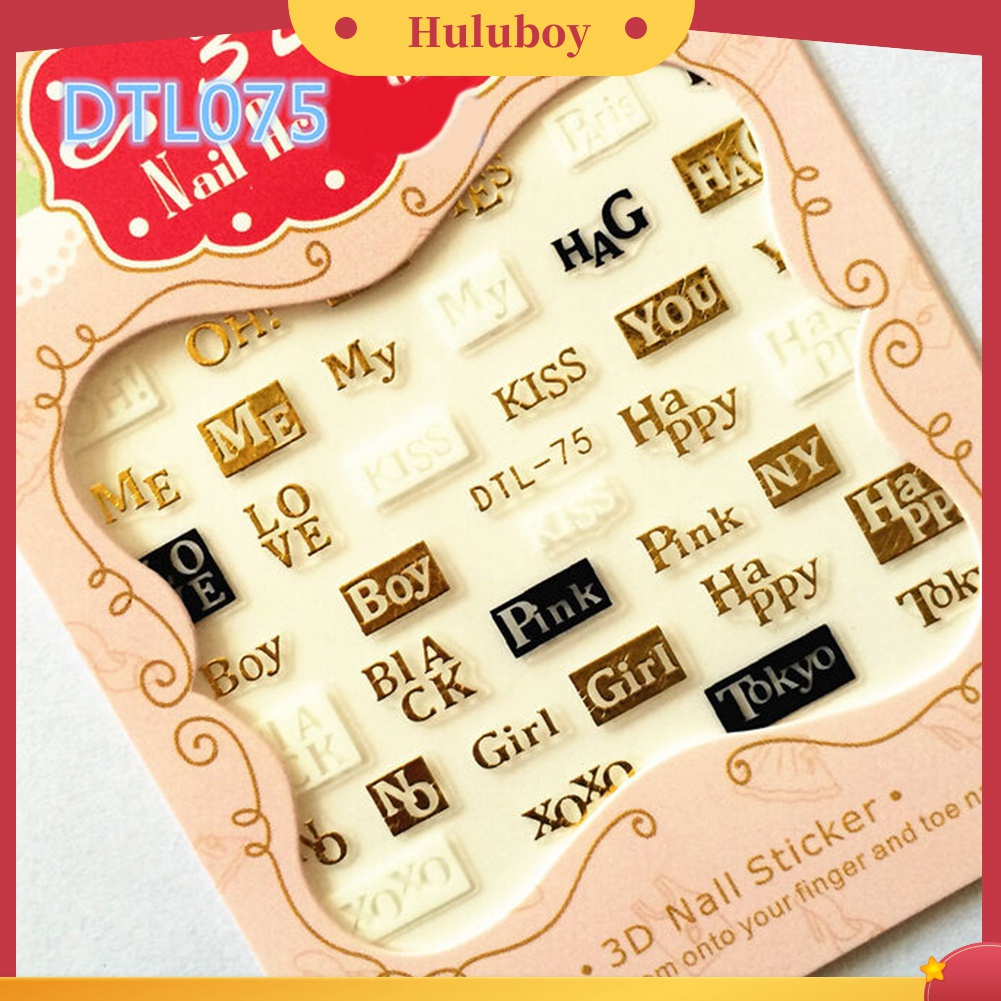 Huluboy Huluboy♡ Stiker Kuku Motif Tulisan Untuk Dekorasi Manicure DIY