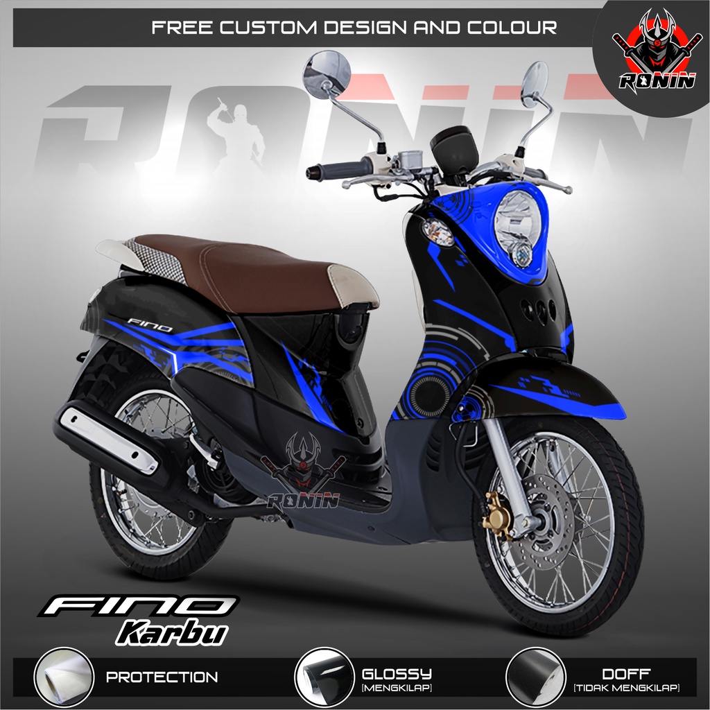 Sticker Decal Full Body Fino Karbu Fino Lama Motif Techno Blue