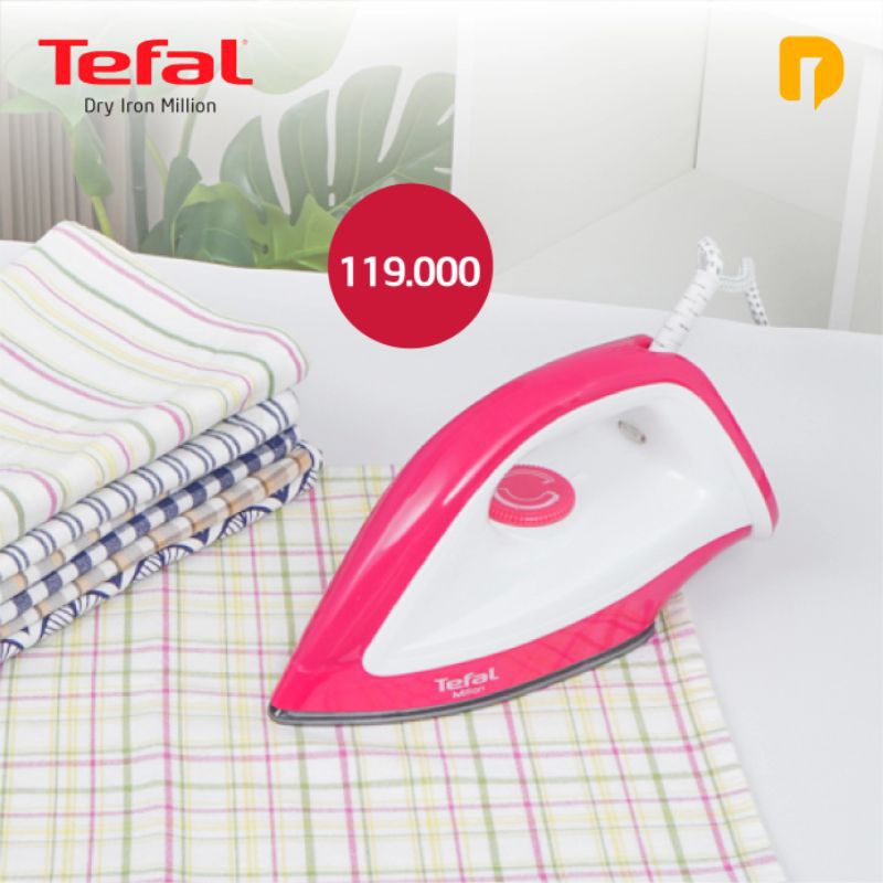 Setrika Murah Berkualitas / Tefal Dry Iron / Setrika Pink / Setrika Tapak Keramik