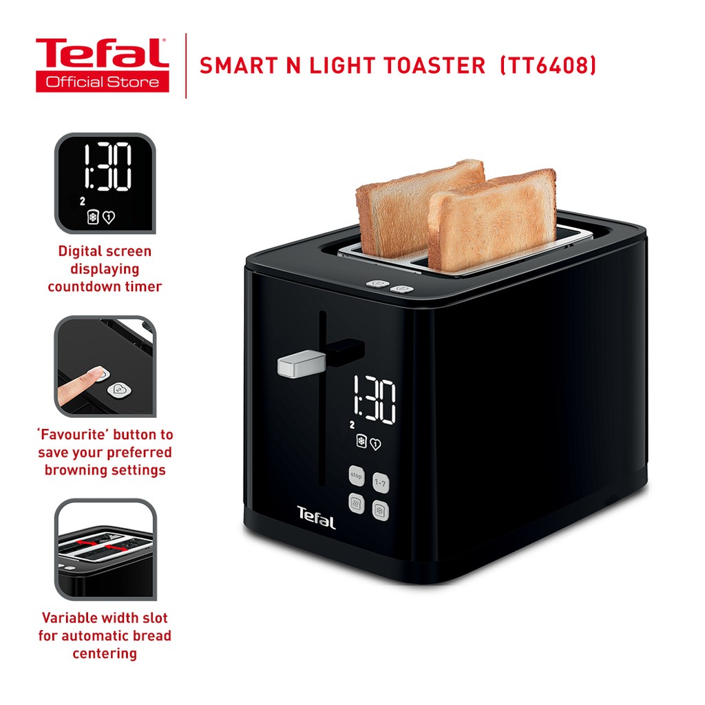 Pemanggang Roti Tefal TT6408 2 Slot Hitam 850Watt