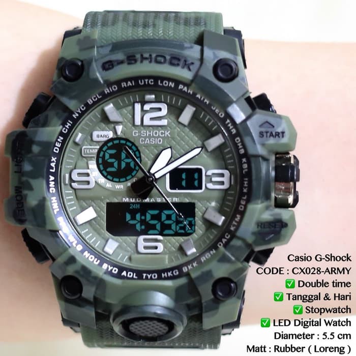 Jam tangan pria Gshock casio tali loreng double time grosir termurah
