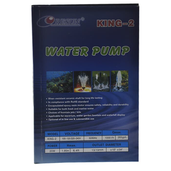 RESUN King-2 Pompa Air Celup Aquarium Hidroponik Submersible Pump