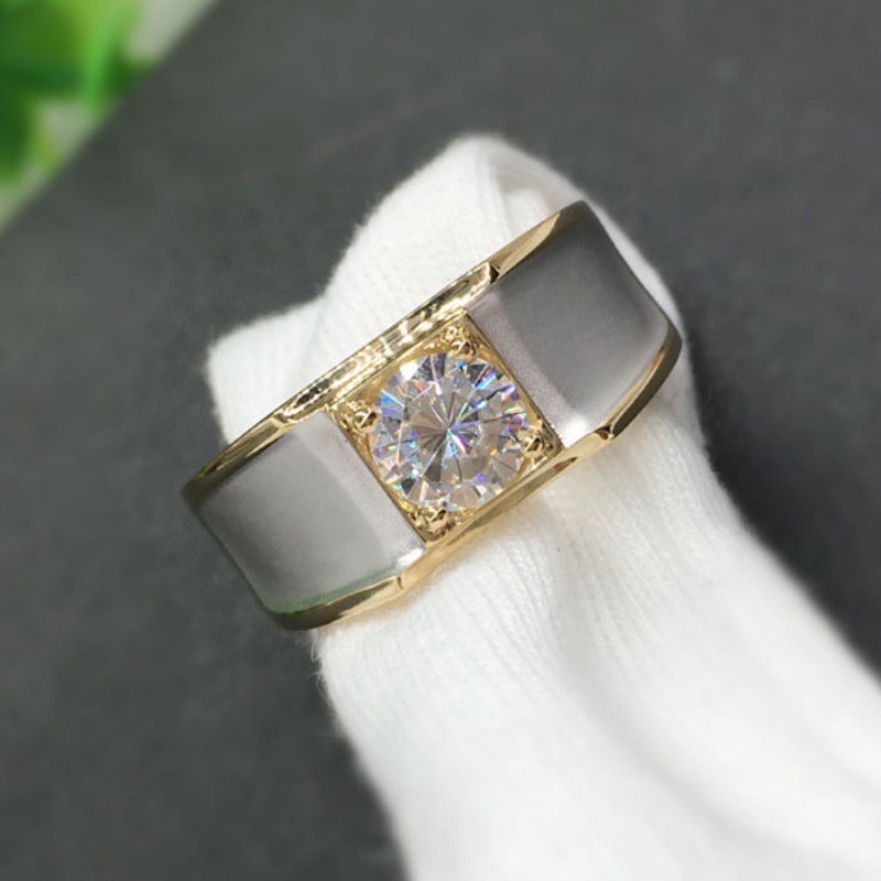 Cincin Pertunangan Berlian Berlapis Emas 18K Sederhana Fashion Pria