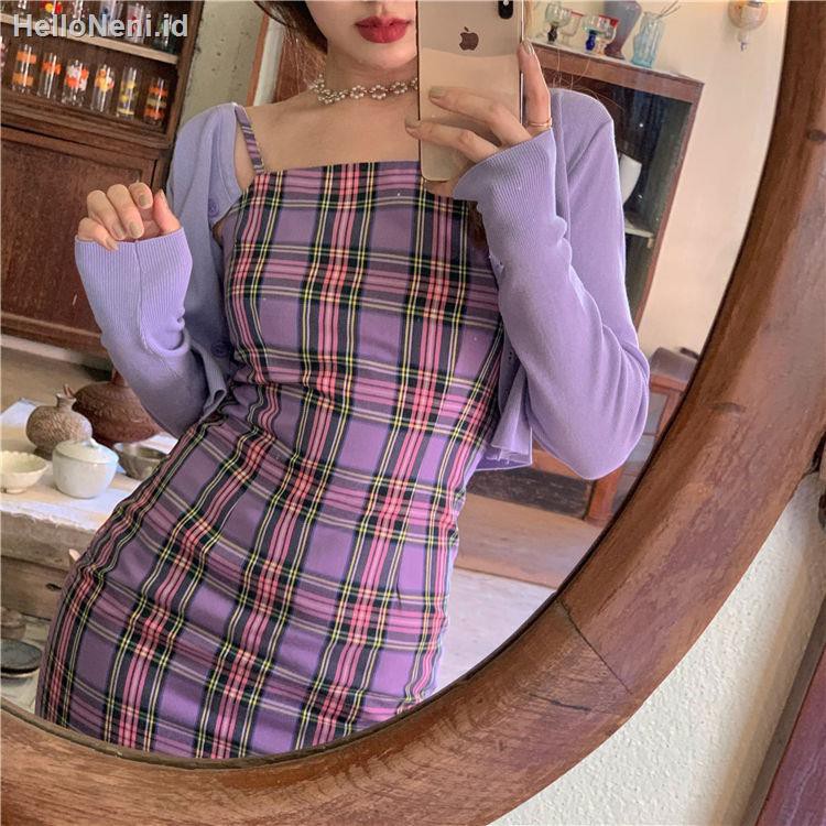 purple plaid cardigan