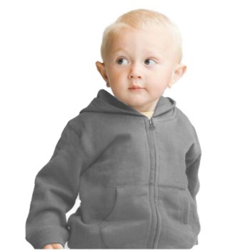 Jaket Anak 1-2 Tahun Jaket Hoodie anak cowok cewek unisex bayi balita batita-Abu Muda