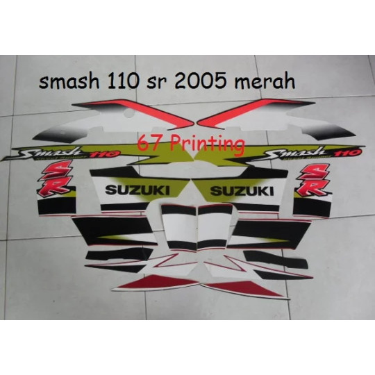 Stiker Striping Motor Smash SR 110 2005 Merah herosima