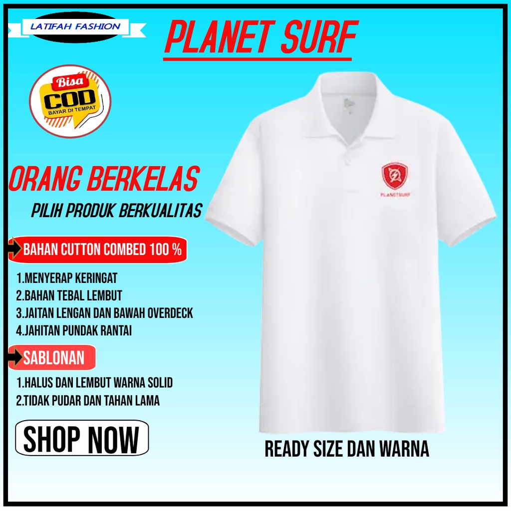 Baju Kaos Berkerah Kaus Pria Peria Cowo Dewasa Polo T Shirt Planet Surf Pakaian Formal Kerah Klambi 