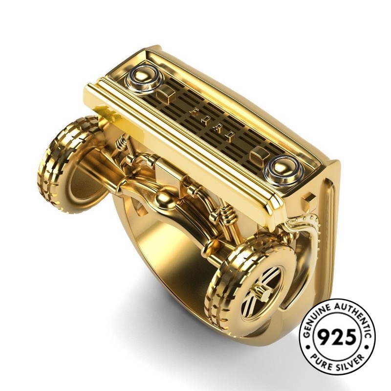 Cincin Lapis Silver 925 Model Mobil Punk Untuk Pria