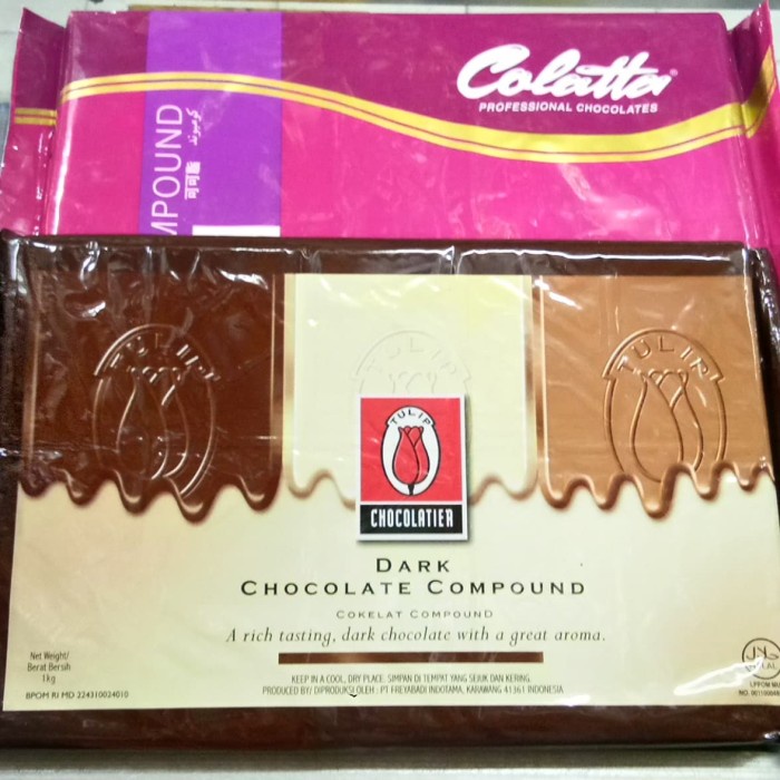 

ORIGINAL MURAH tulip dark chocolate compound coklat blok 1 kg/1000 gr