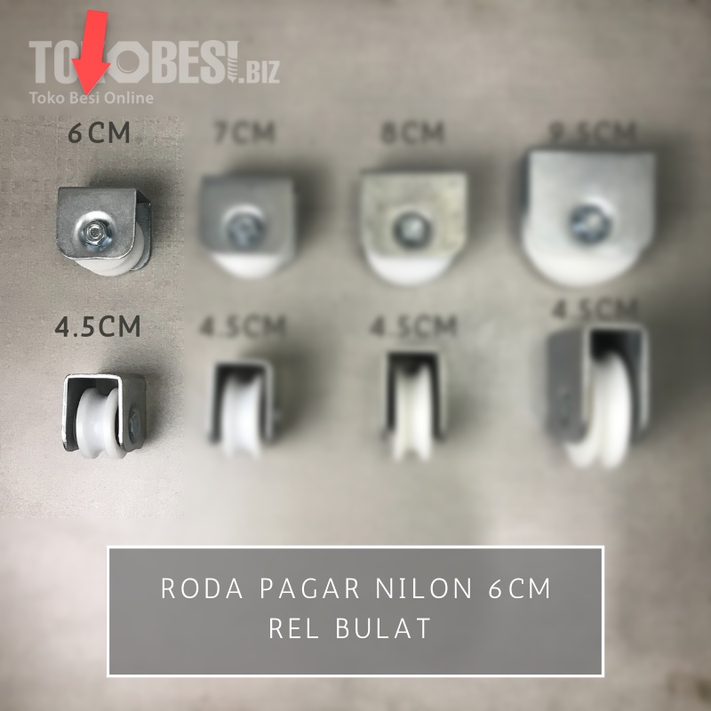 Roda pagar nilon 6cm - rel bulat (bh)