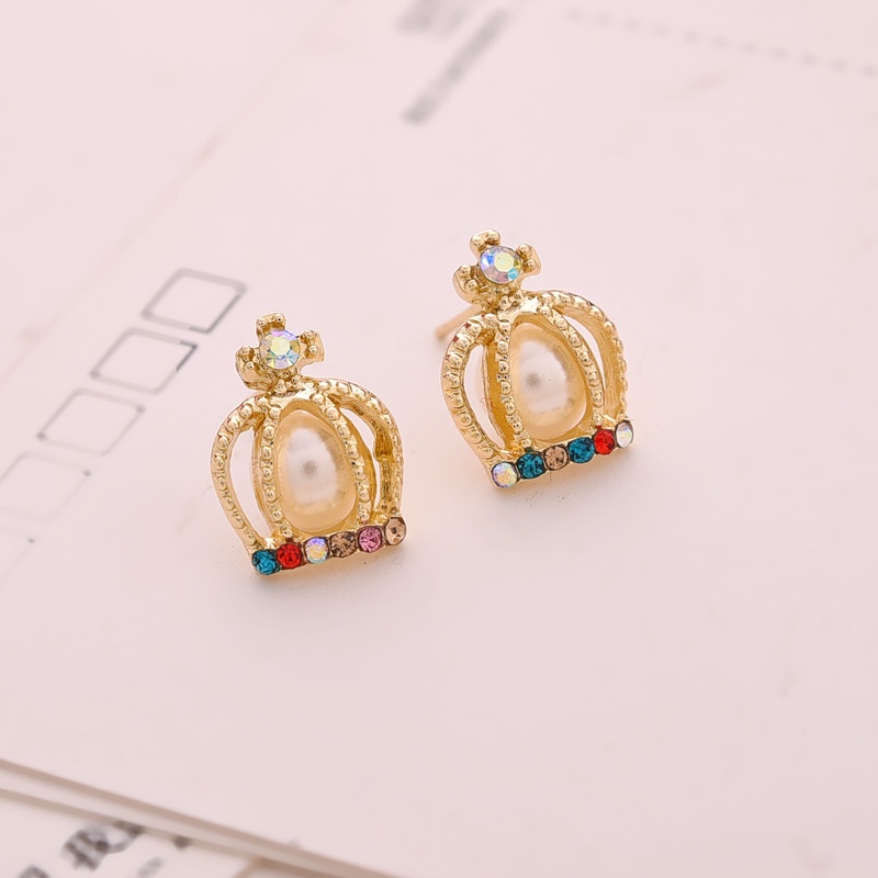 Anting fashion bentuk mahkota crown model korea terbaru imut lucu cantik