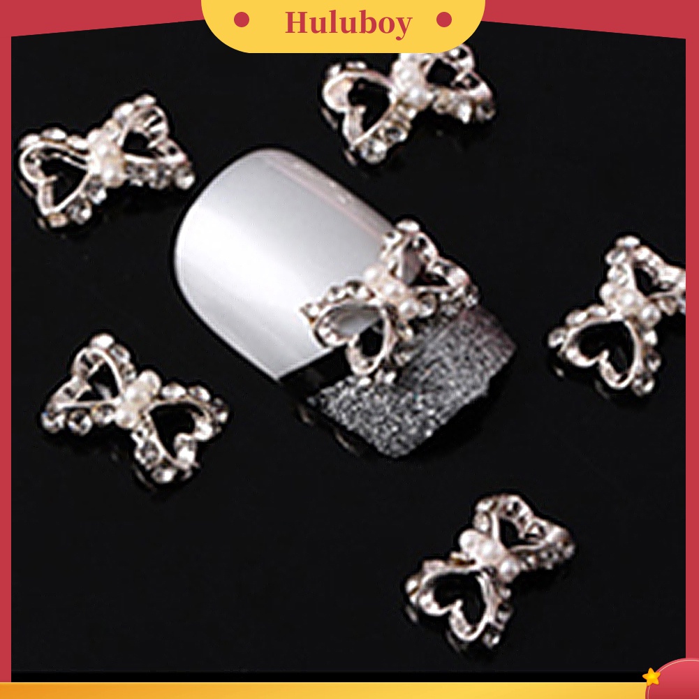 Huluboy Huluboy♡ 10pcs Stiker Kuku DIY Bentuk Pita Dengan Berlian Imitasi