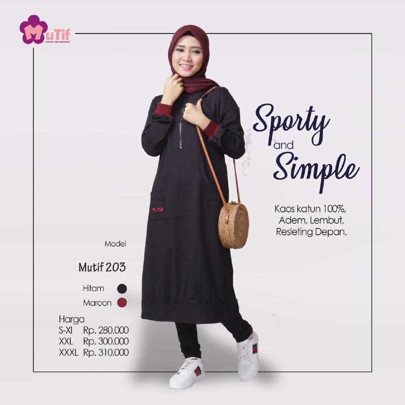 TUNIK MUTIF 203 HITAM - MARUN