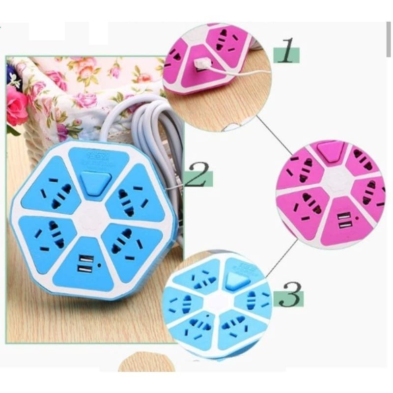 Usb HEXAGON Socket + 4 Usb Smart Power