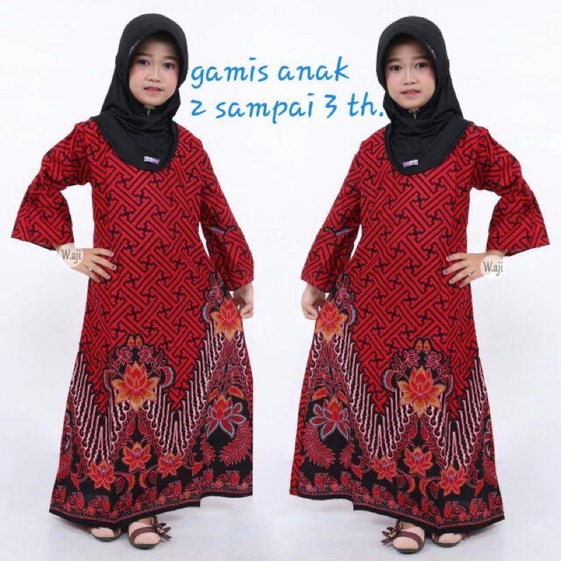 Batik Couple keluarga sania ruffle ori ndoro jowi dnt bata merah