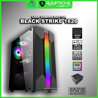 Casing Gaming PowerUp Raptor 1626 With Led Strip - Include PSU 500W