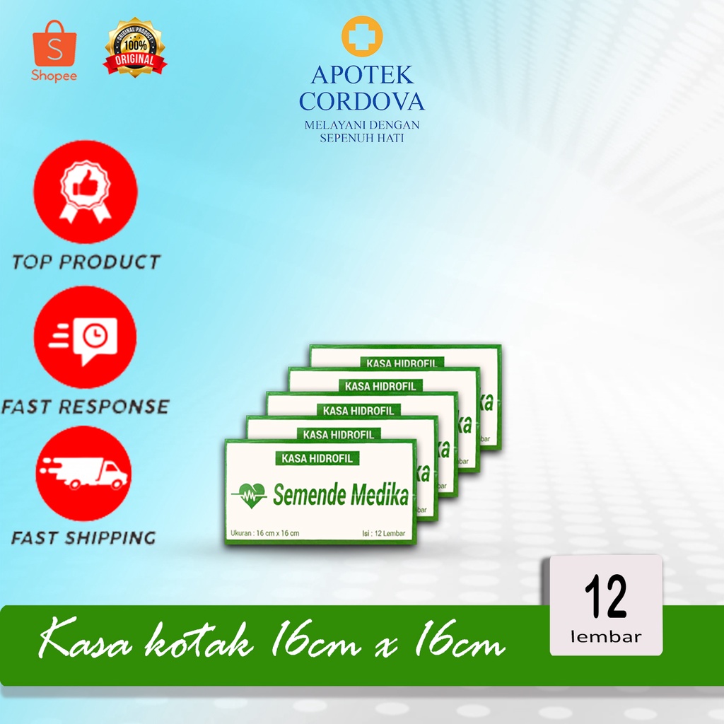 Kasa Hidrofil kotak 16 x 16 - kasa steril - kasa kotak - kasa penutup luka -