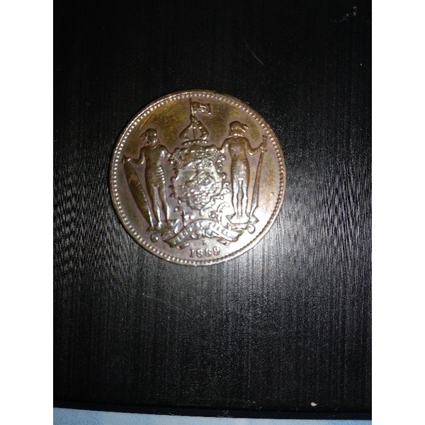 koin british north borneo 1 cent tahun 1889