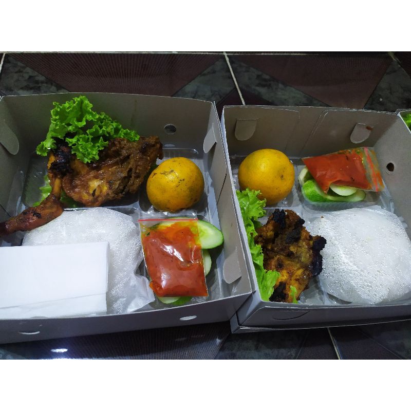 Jual Nasi Kotak Paket Ayam Bakar Spesial Air Mineral Buah Optional