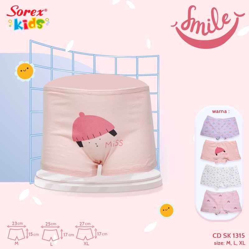 BOXER KID GIRL MB 364 SOREX ; SK MA 209 ; CELANA DALAM ANAK PEREMPUAN CD BOXER SOREX 1306