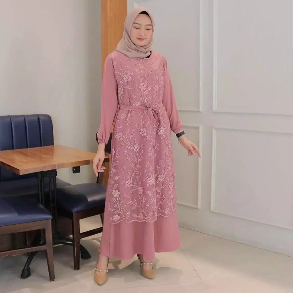 ALMA DRESS BRUKAT WANITA / DRESS CEWE / DRESS KONDANGAN-LEBARAN / DRESS KEKINIAN