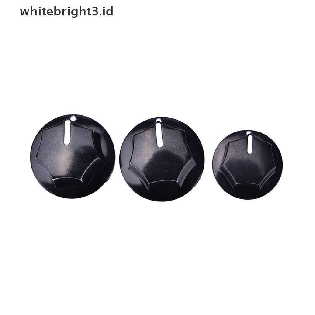 (whitebright3.id) 3pcs Knob Kontrol volume Bahan Plastik Warna Hitam Gaya vintage Untuk Gitar jazz / bass