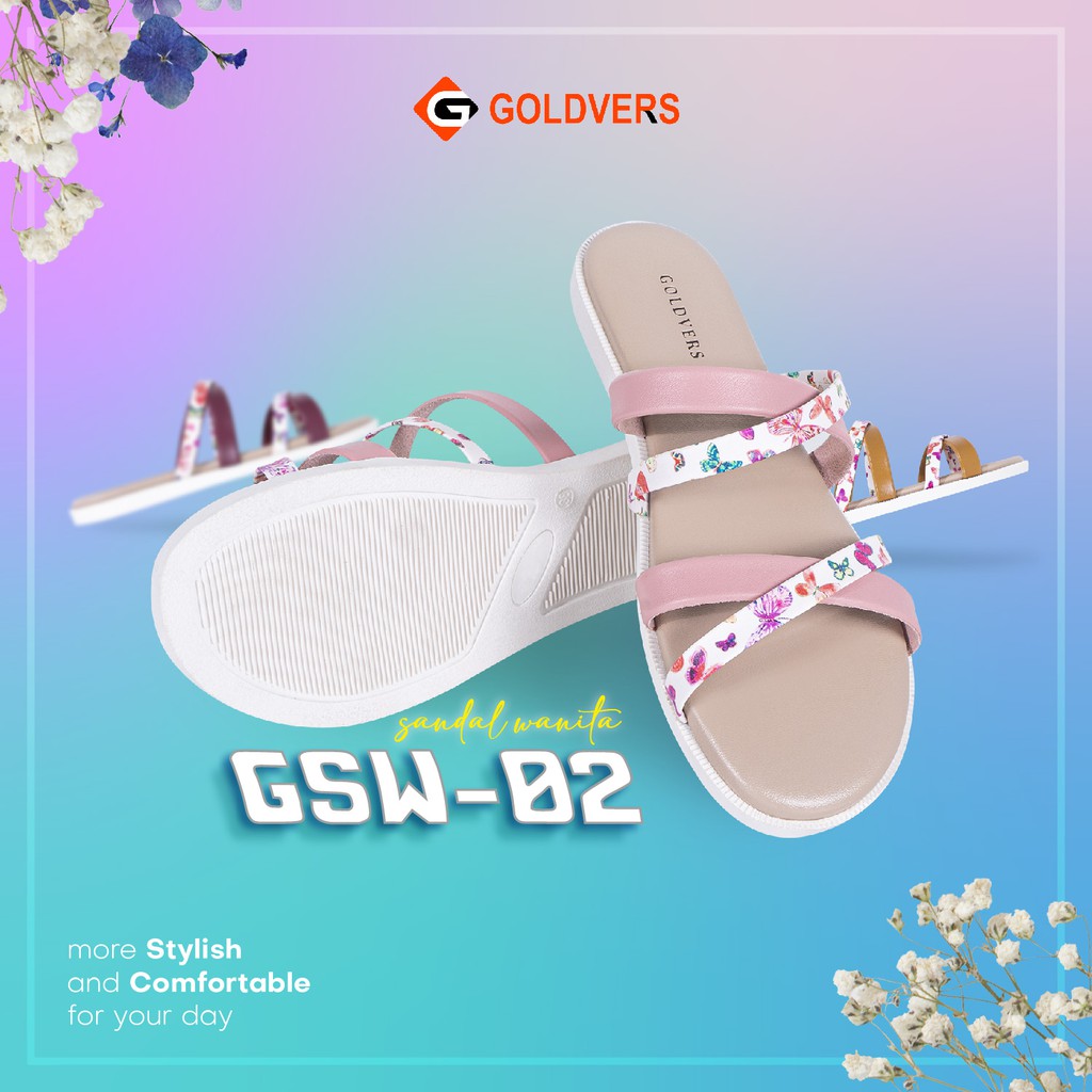 Sandal Teplek Wanita Silang Sandal Goldvers Sandal Flat Original Import Sandal Selop - Goldiesbags