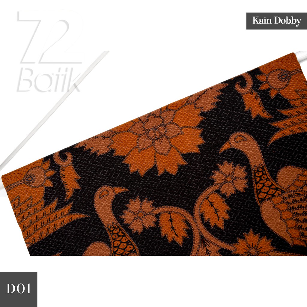 KAIN BATIK PREMIUM Dobby Motif Kembang Merak Warna Hitam Orange Hijau Dolbi Dobi Doby 727106 CAP 72 - Jarik Jarit Samping Kebat Panjang Batik Dobby Modern Premium Bahan Seragam Batik Pernikahan Kantor Keluarga Murah Kamen Jadi Batik Bali Lembaran