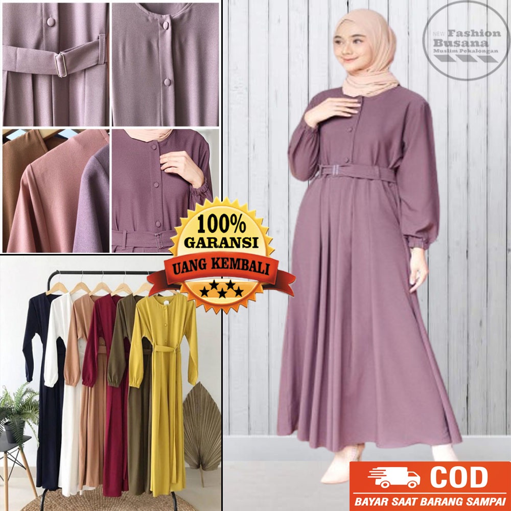 Baju drees gamis remaja CEWEK kekinian terbaru warna UNGU LILAC  polos bahan Moscrepe Grage A
