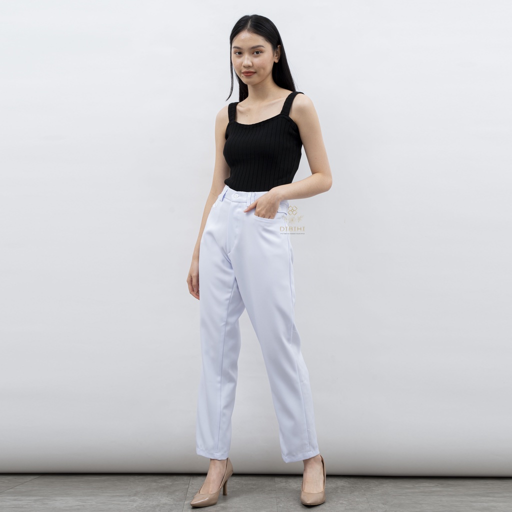 Celana Putih Kerja Wanita Kantor Formal Bahan Dasar Ukuran Kecil Sampai Jumbo Model Slimfit Office Pants