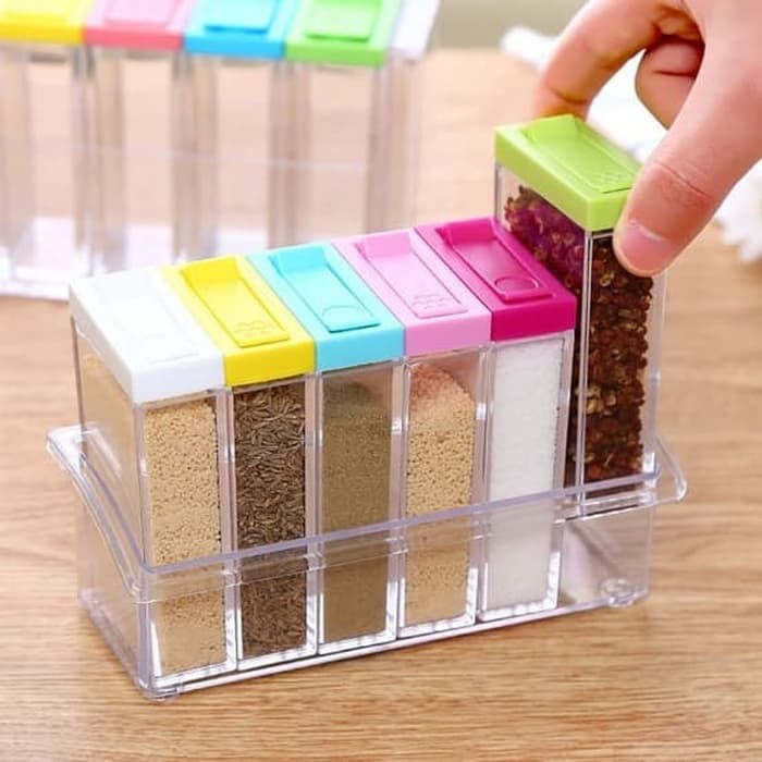 

New 6 in 1 Tempat bumbu 1 set isi 6 botol bumbu & 1 holder botol