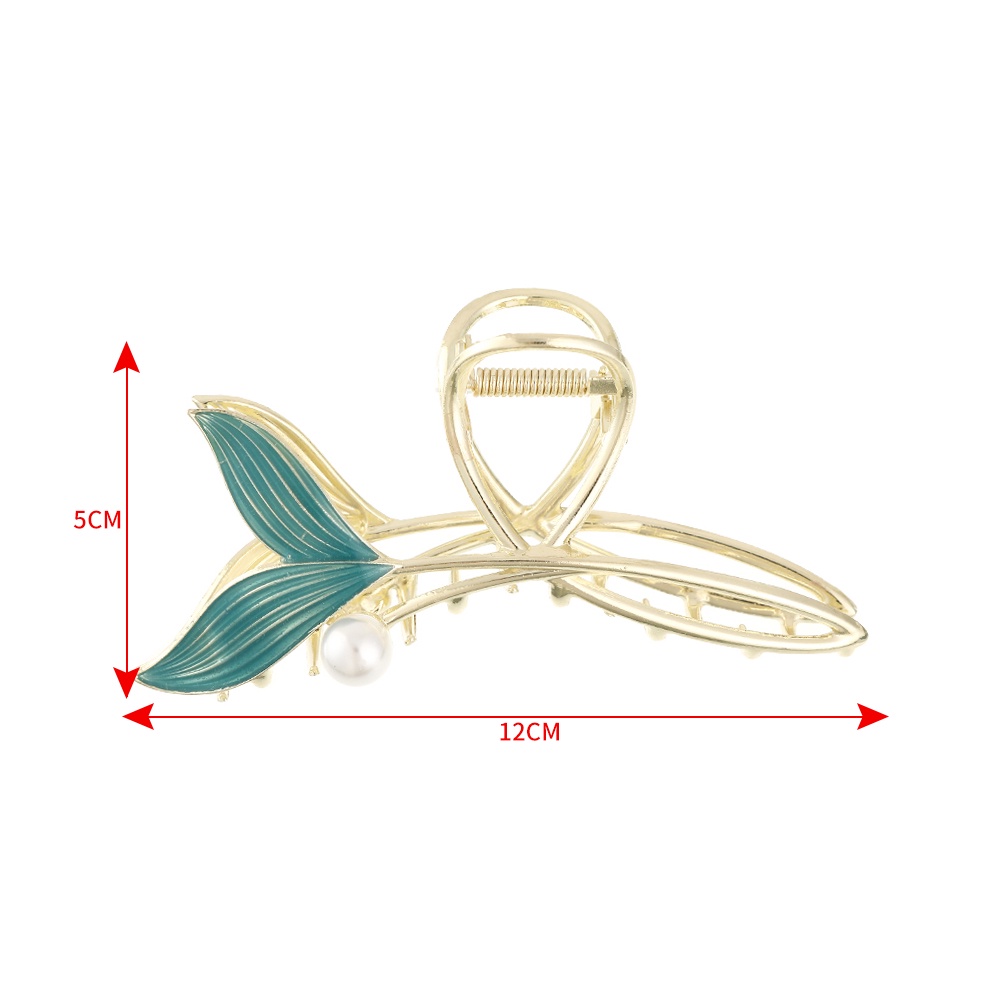 Jepit Rambut Bentuk Ekor Ikan Hiu Aksen Mutiara Gaya Korea Untuk Wanita